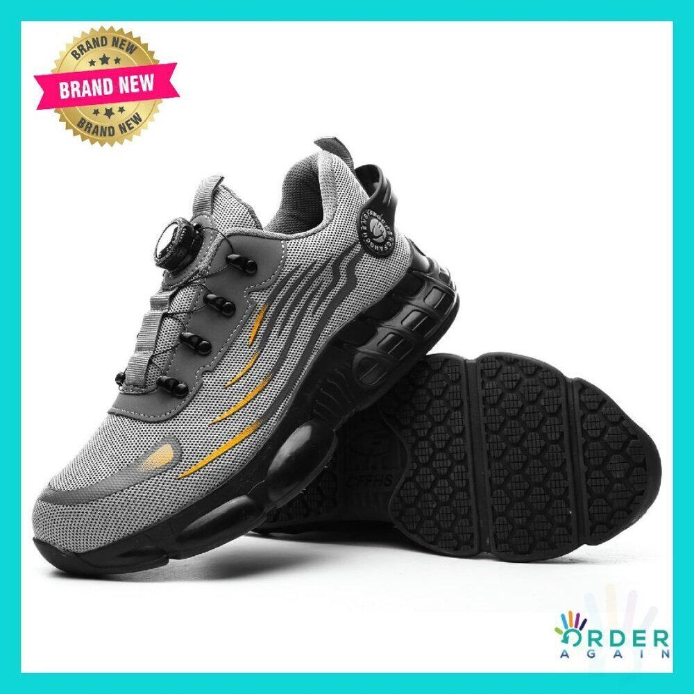 Steel Toe Work Sneakers Lightweight Safety Shoes Rotating Button Adjustable